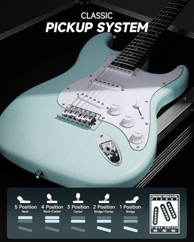 DONNER DST-80 Electric Guitar 39” Beginner Electric Guitar Kit with Amp, Classic SSS Pickup Complete with Gig Bag, Tuner, Capo, Strap, Picks