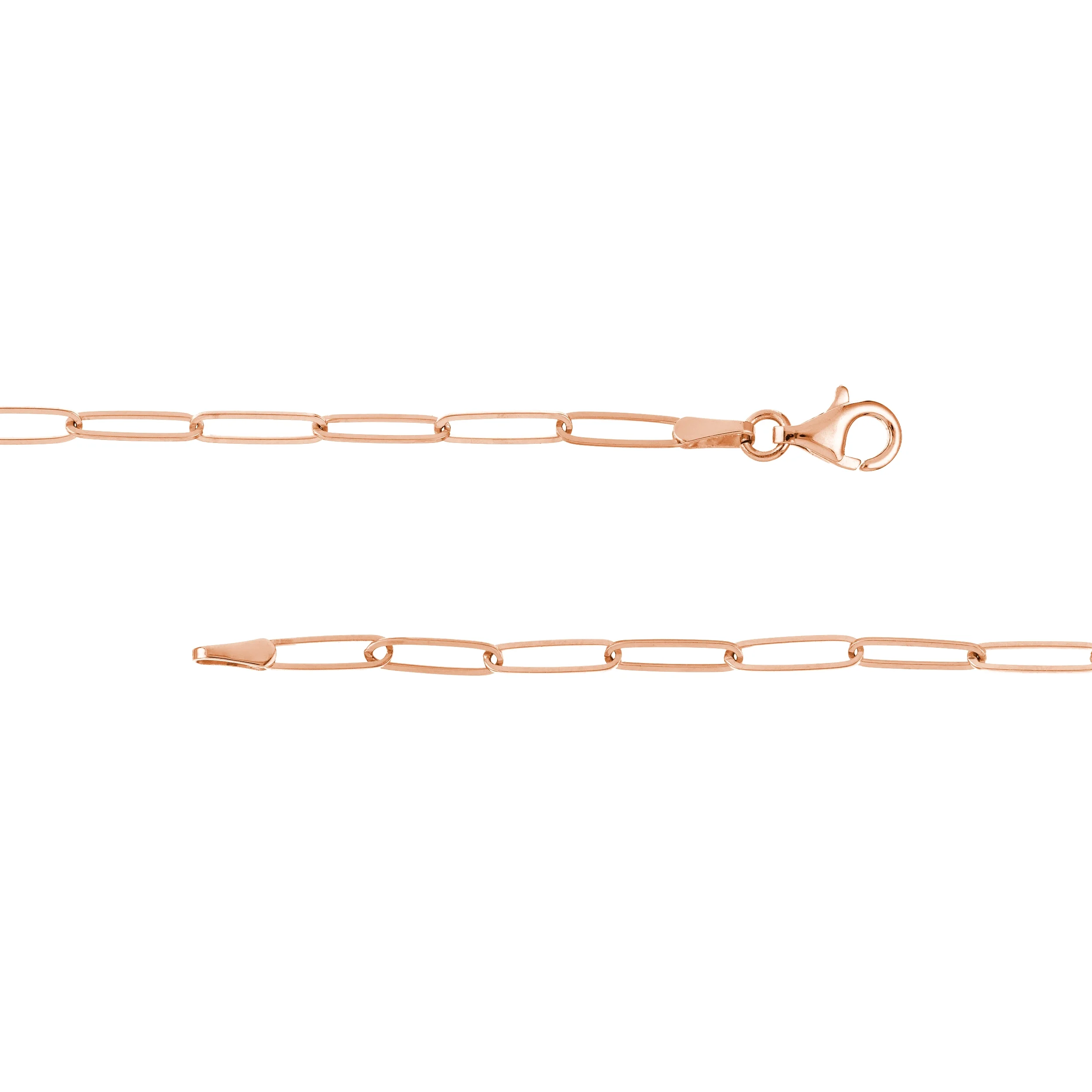 SZUL Women's 14K Solid Rose Gold Paperclip Necklace - 16 inch