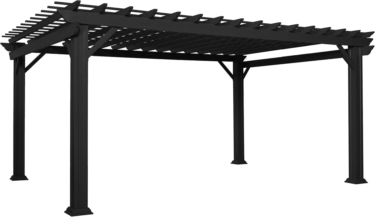 Backyard Discovery Stratford 16' x 12' Black Steel Traditional Pergola with Sail Shade Soft Canopy