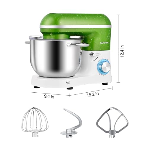 Aucma Stand Mixer,6.5-QT 660W 6-Speed Tilt-Head Food Mixer, Kitchen Electric Mixer with Dough Hook, Wire Whip & Beater (6.5QT, Black)