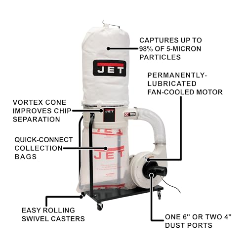 Jet DC-1100VX-5M Dust Collector 1.5HP, 1PH 115/230-Volt 5-Micron Bag Filter Kit - Smart Home Appliances
