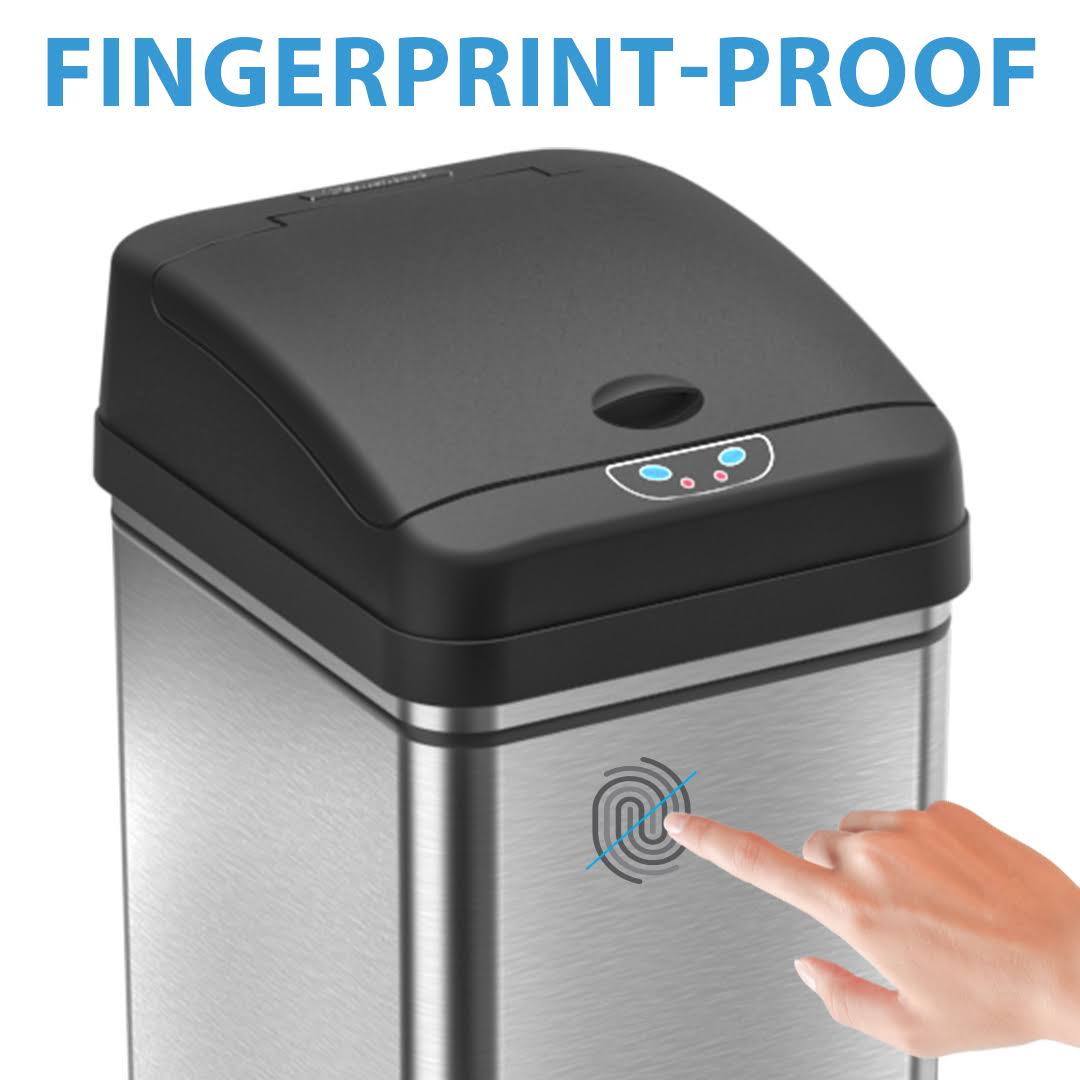 iTouchless 13 Gal Touchless Sensor Kitchen Trash Can-Stainless Steel,Odor Filter