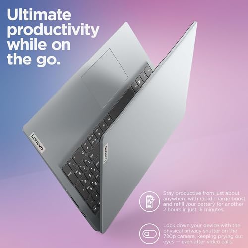 Lenovo IdeaPad 1i Laptop with Microsoft 365 Home and Business • 12GB RAM • 1TB Cloud Storage and 256GB SSD • Intel Core • 15 Anti-Glare Screen •