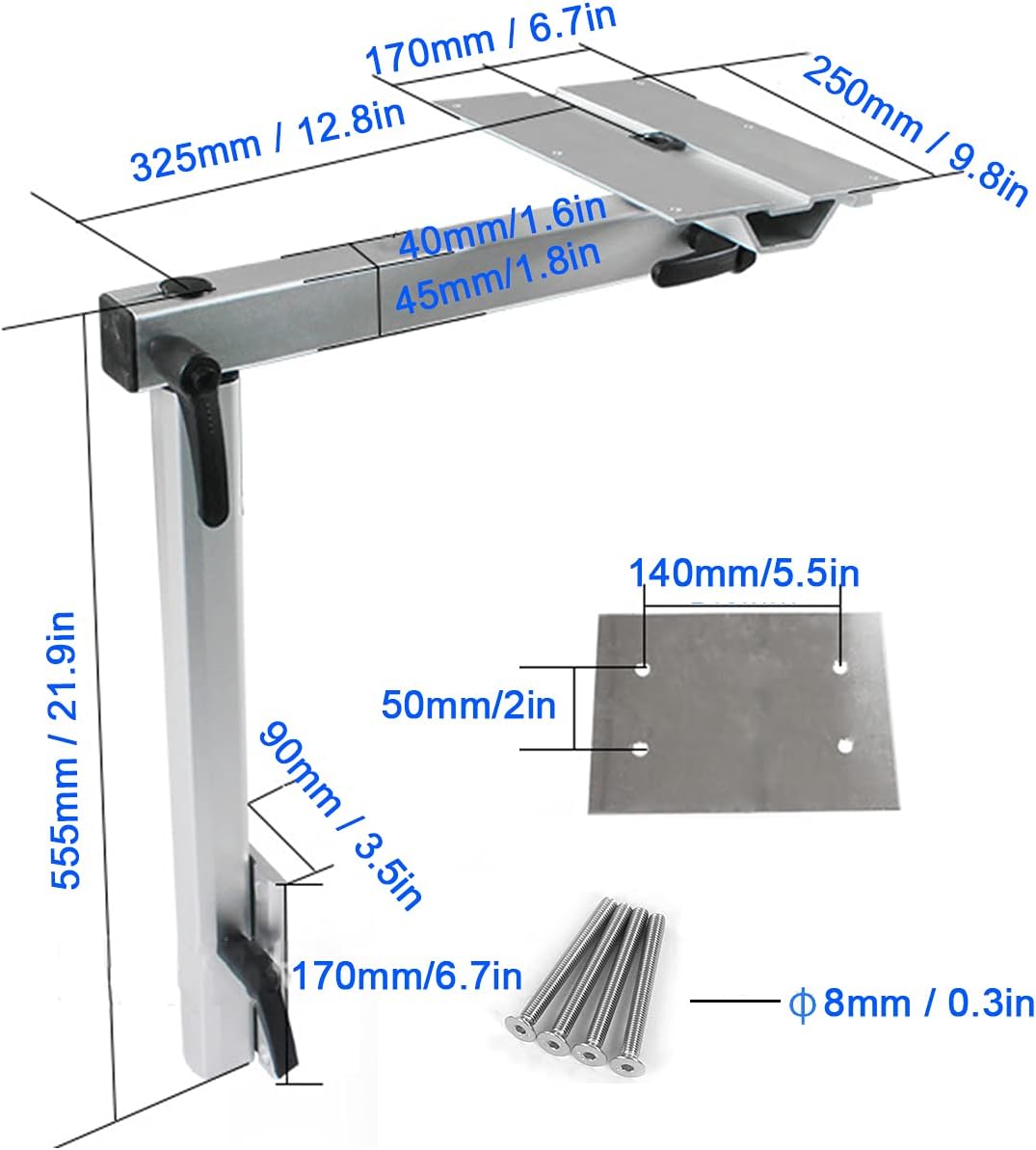 Folding Table Support, Removable Laptop Table Leg Bracket 360 Degrees Rotatable Adjustable for RV Caravan Motorhome