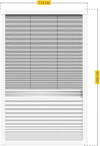 Schellenberg 70990 Insektenschutz-Plissee & Verdunkelung f&uuml;r Dachfenster 114 x 160 cm in Wei&szlig;