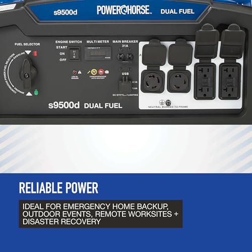 Powerhorse Portable Dual Fuel Generator with Electric Start, 9500 Watts