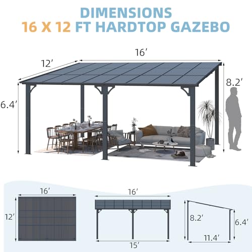 AECOJOY 10&rsquo; x 10&rsquo; Gazebo, Wall Mounted Gazebos Pergola on Clearance, Outdoor Patio Lean to Gazebo Awnings for Deck, Porch