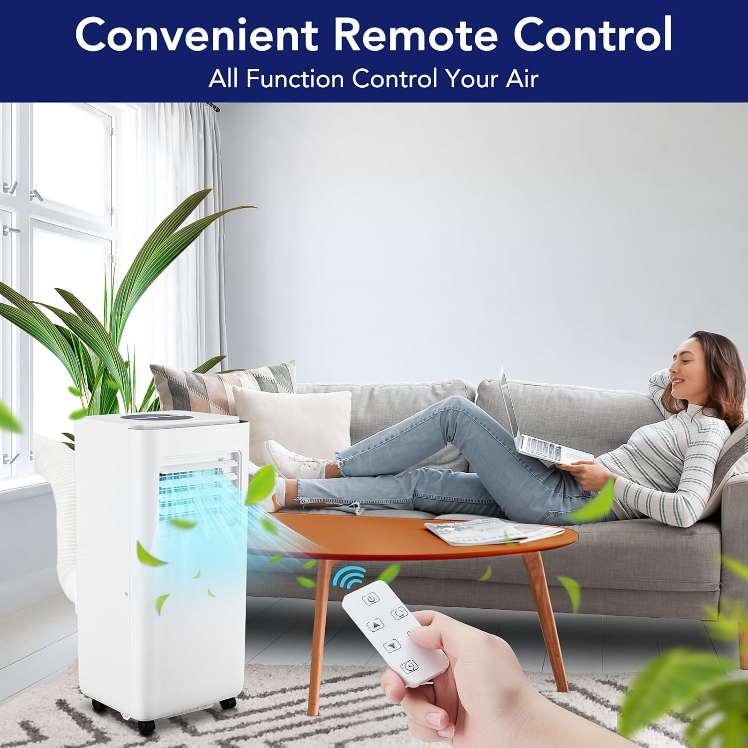 Portable Air Conditioner 10,000 BTU, Powerful Cooling up to 450 Sq.Ft, 3-in-1 AC Unit with Dehumidifier & Fan Mode - Efficient Energy Saving