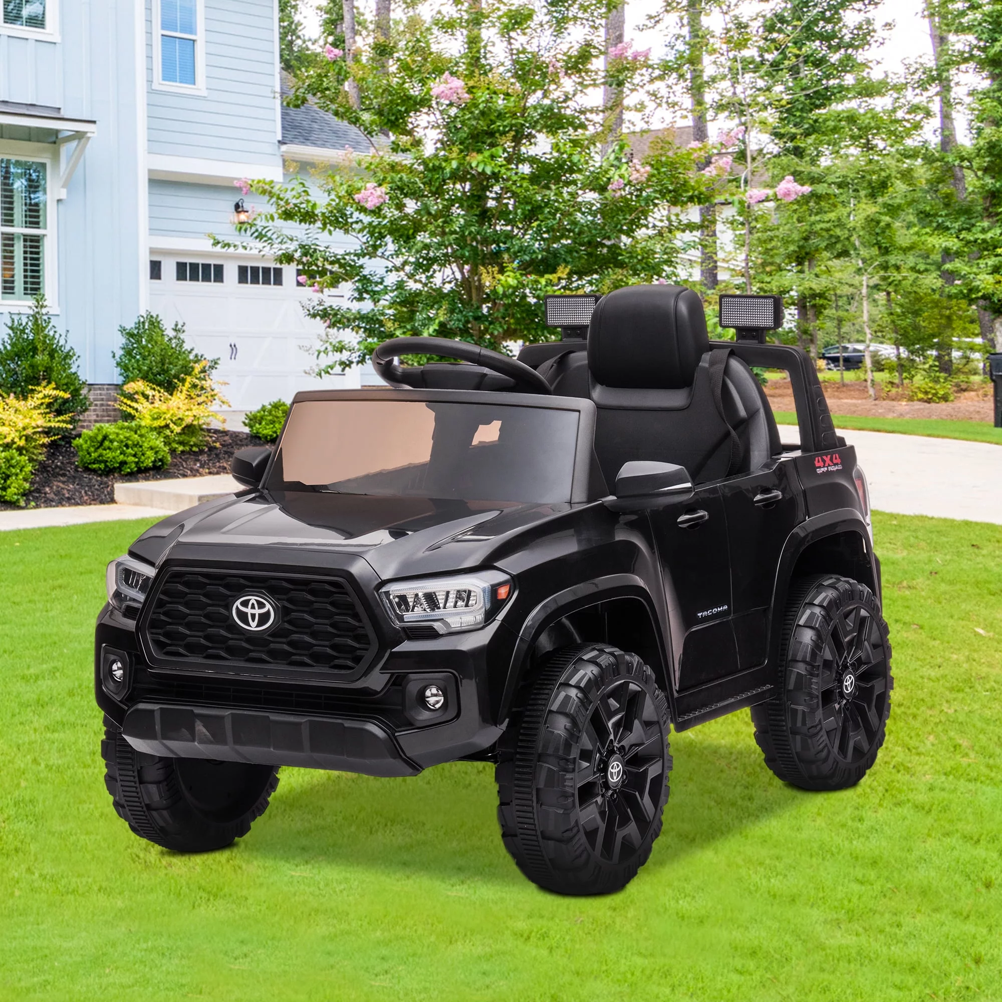 Licensed Toyota Tacoma Electric Ride on Vehicle for Kids, 12V Powered Ride on Car Toys with Remote Control, LED Lights, MP3 Player, Gray
