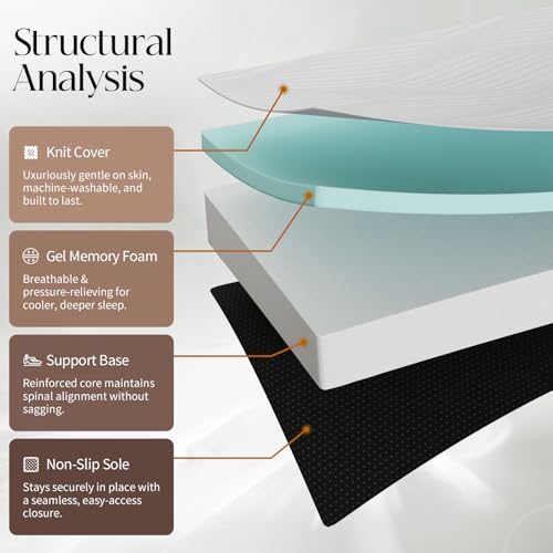 Tri-Fold Memory Foam Mattress Queen - 6 Inch Portable Folding Mattress with Handle & Washable Cover, Floor Bed with Non-Slip Base