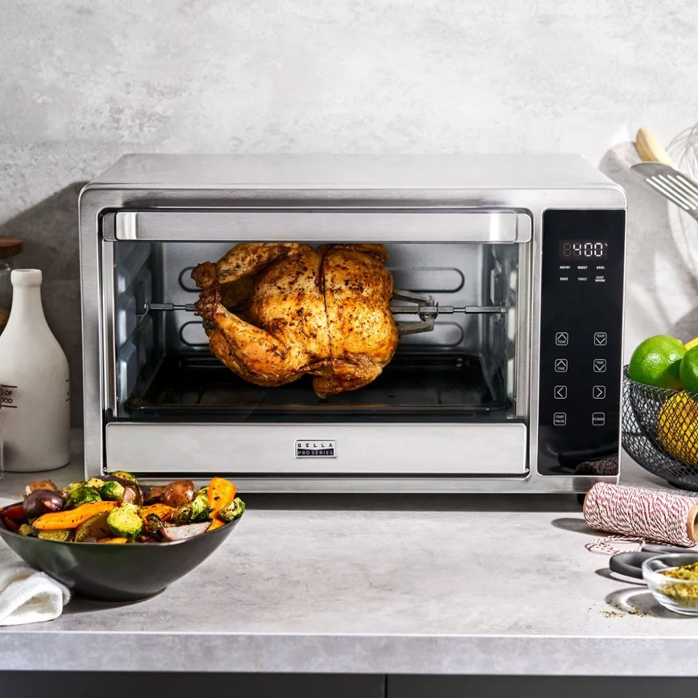 Bella Pro Series - 6-Slice Air Fryer Toaster Oven with Rotisserie - Stainless Steel - Radiant Selections