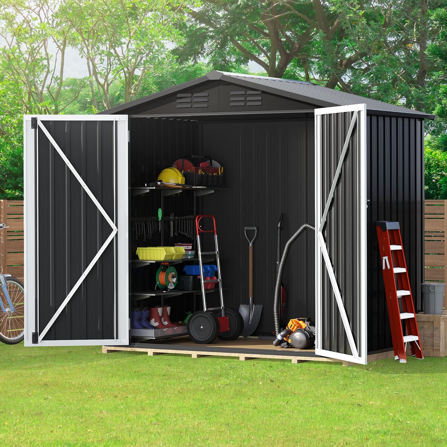 DWVO 6 x 4FT Outdoor Storage Shed, Large Metal Tool Sheds