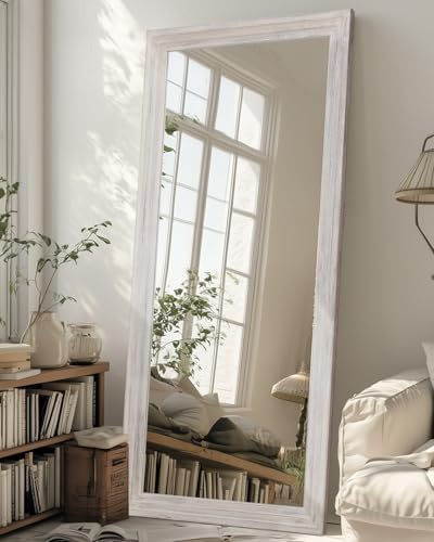 Full Length Mirror, 71"×32" Wooden Mirror Full Length with Stand Wood Floor Mirror, Oversized Stand Up Mirrors Large Wall Mirrors