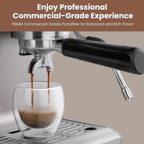Gevi EzBru 1000 Commercial Espresso Machine, Barista Espresso Maker with Adjustable Temperature and Shot Volume, 2.2L Large Tank