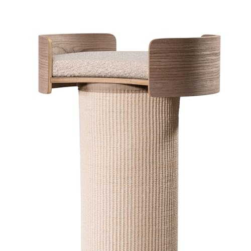 ONE FAST CAT - Giant Scratching Tower w/Perch - 44.5" Height with Replaceable Sisal and Removable Bed - Ash