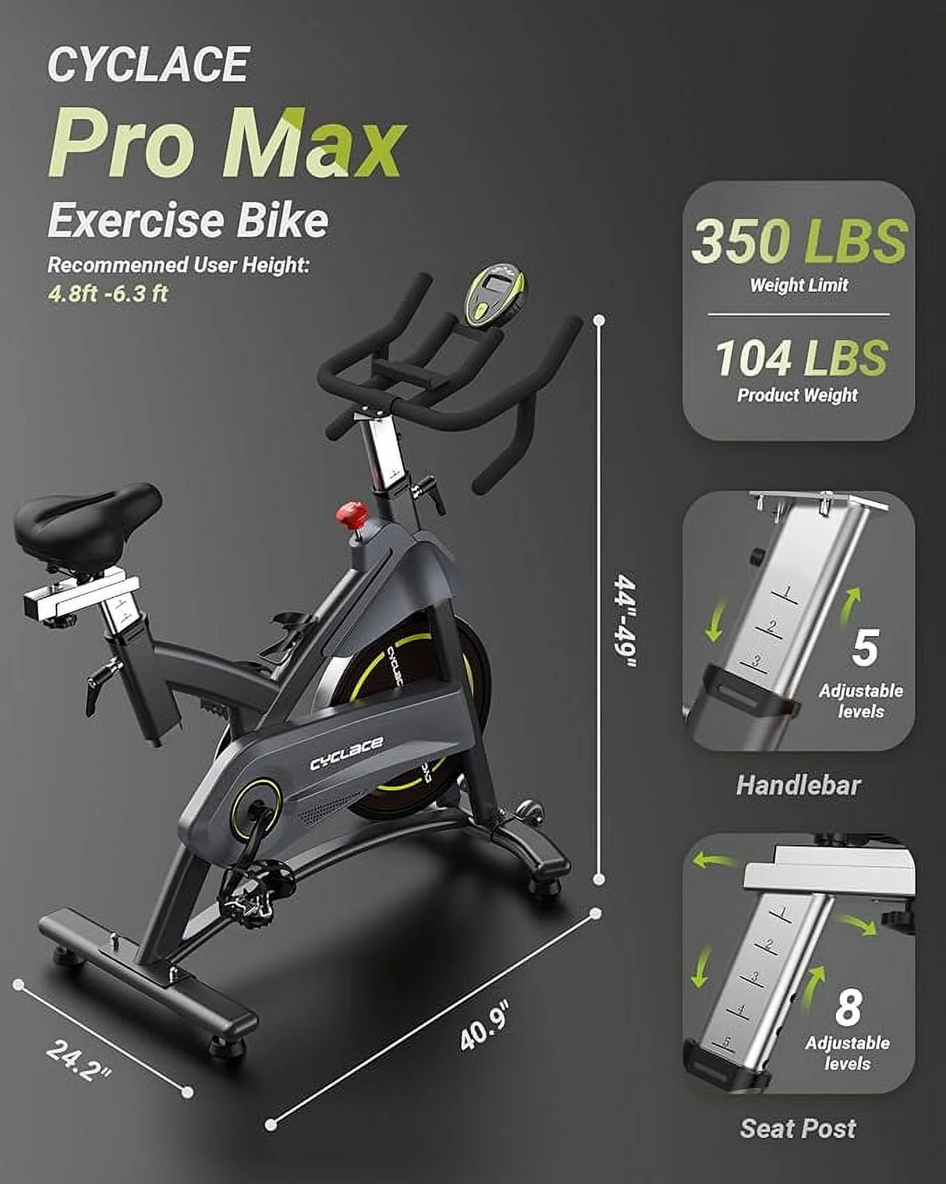 Cyclace PRO Magnetic Exercise Bike 003C 350lbs Indoor Cycling Bike Stationary Bike With Tablet Holder, Indoor Bike for Home Exercise