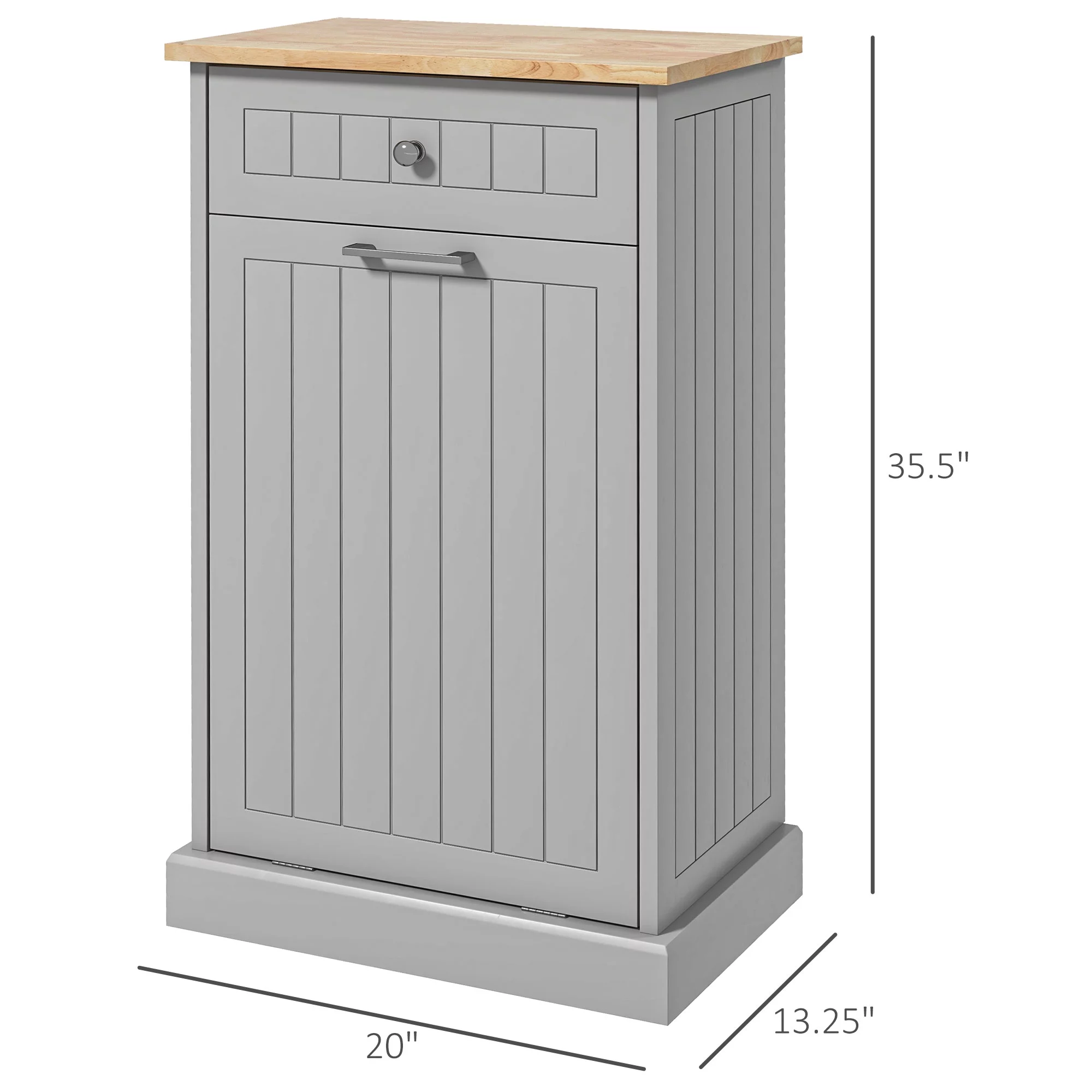 HOMCOM Kitchen Tilt Out Trash Bin Cabinet, Free Standing Recycling Cabinet