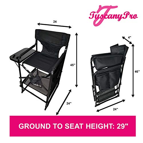 Portable Heavy-Duty Makeup Artist Chair with Umbrella Light Kit - Perfect for Makeup, Salon, Events with 29 Inch Seat Height - Carry Bag Included