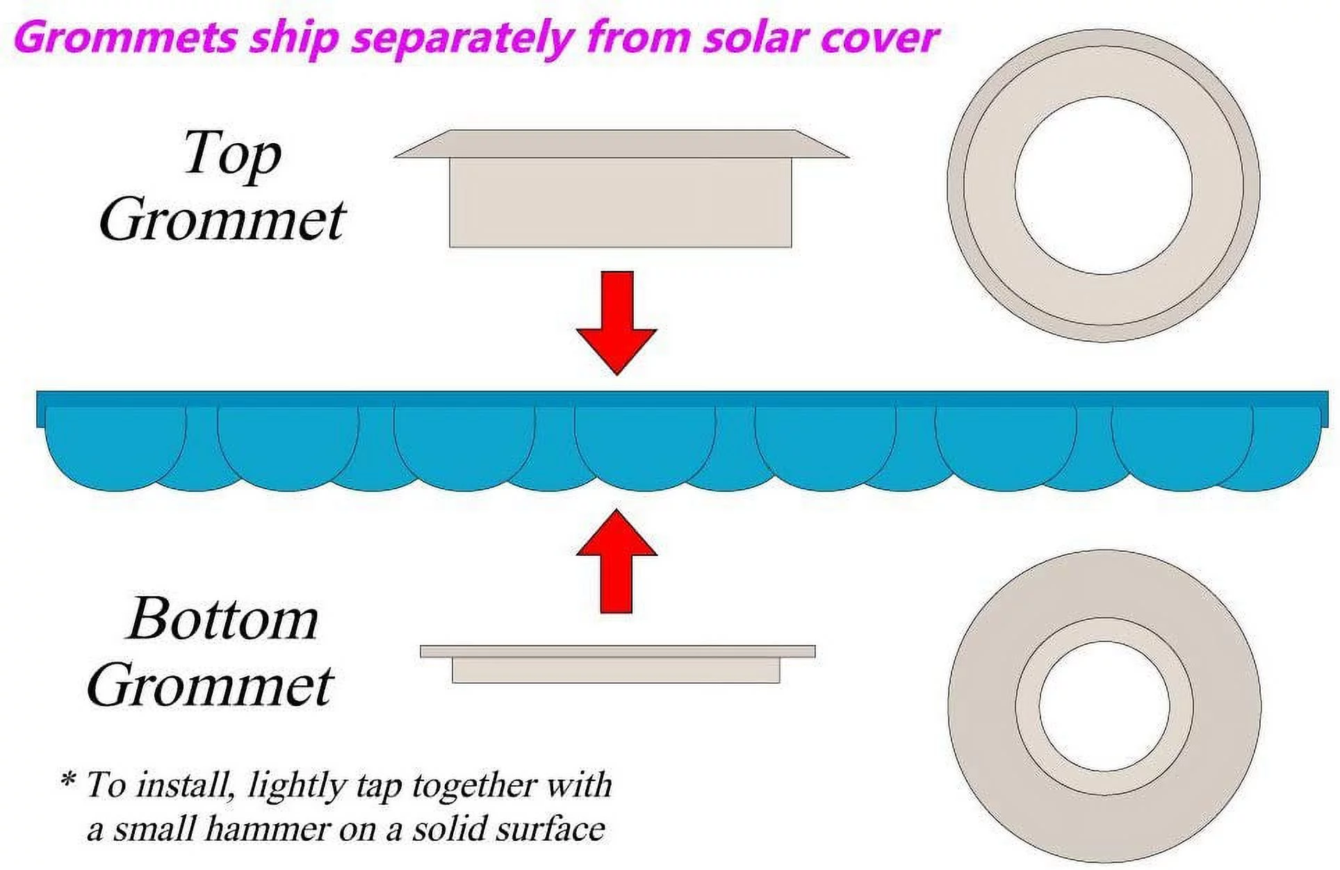 Sun2Solar 30' Round Blue Solar Pool Cover, 800 Series with 6-Pack Grommets