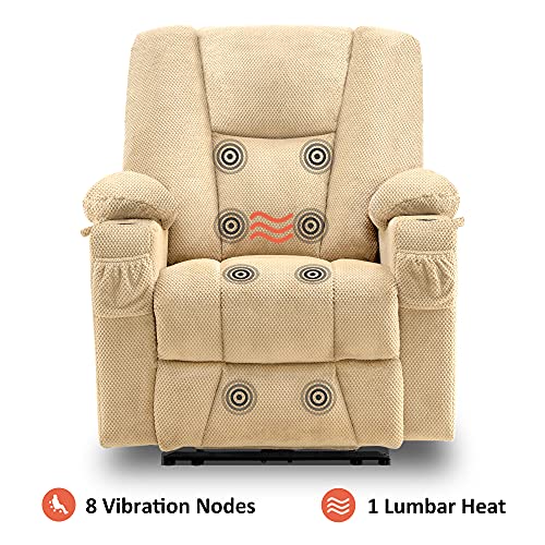 MCombo Zero Gravity Power Recliner Chair with Heat and Vibration Massage, Reclining Chair with USB & Type C Ports, Cup Holders for Living Room