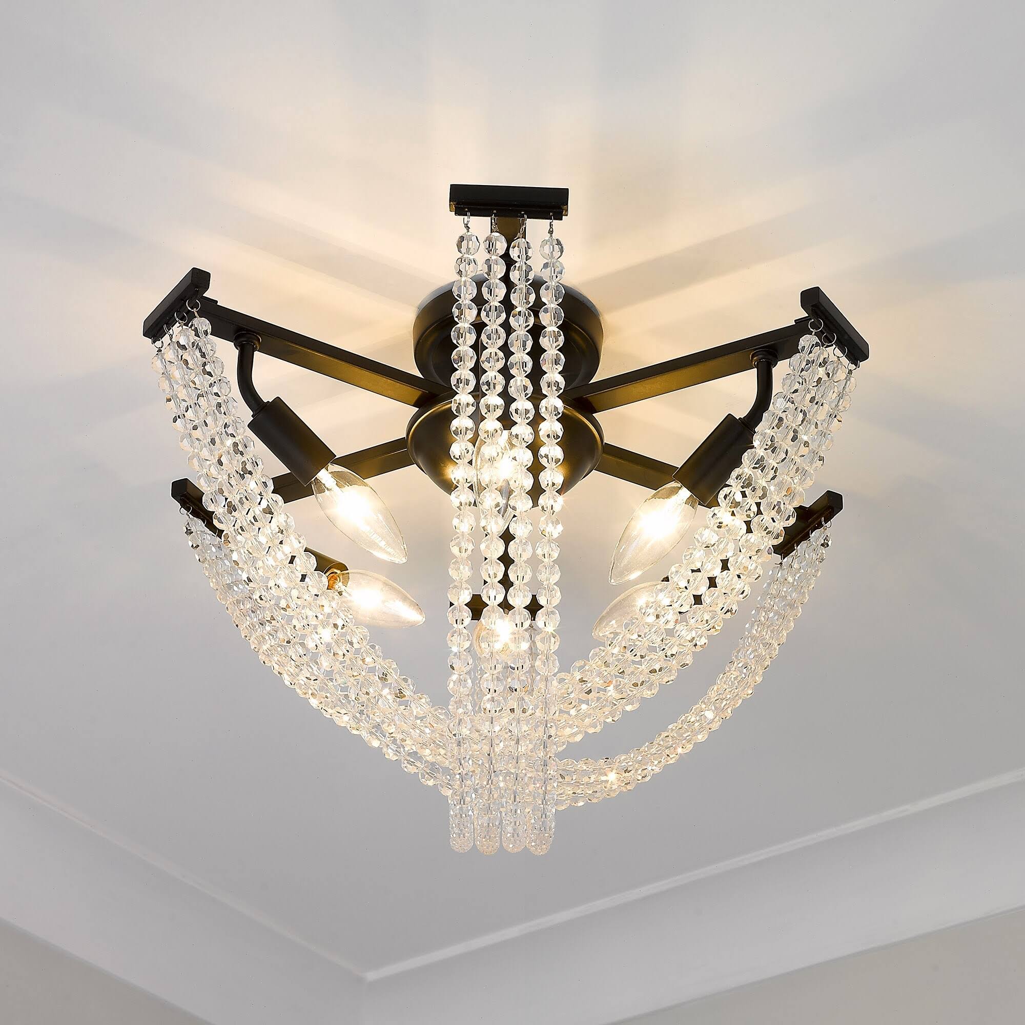 Golden Lighting 1896-6SF BLK-CHN Samba 6 Light Semi-Flush Matte Black