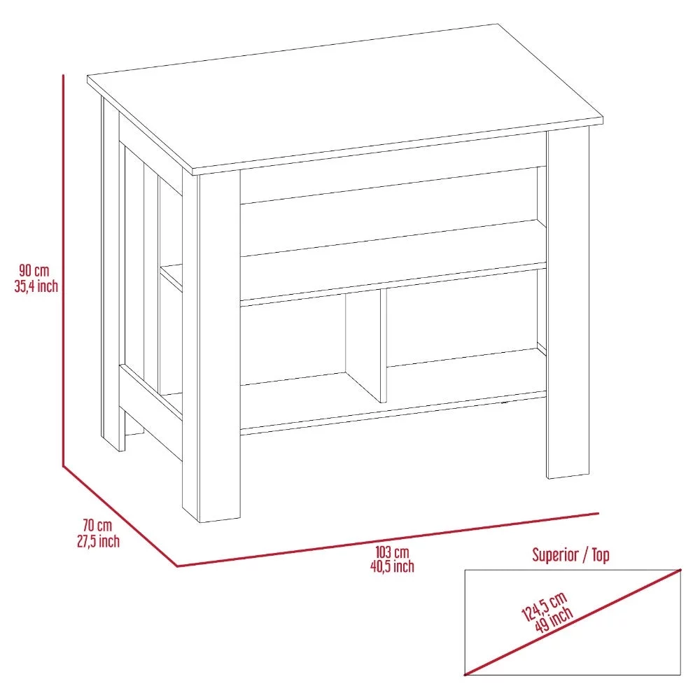 Treevol Furniture, Kitchen Island Dozza, Indoor, Manufactured Wood, White / Light Oak Finish-Kitchen