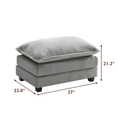 Ihanherry 111.4" U Shaped Modern Cloud Sofa Modular Sectional Couch with 2 Ottoman, 5-Seat Chenille Deep Seat Sofa with Pillow for Living Room