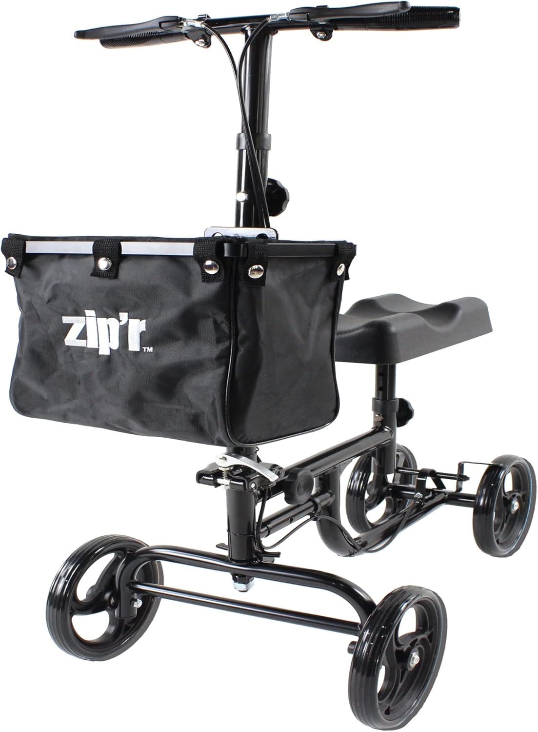 Zipr Coaster Medical Knee Scooter - Portable Knee Roller Scooter - Knee Walker Scooter with Removable Storage Bag - Steerable Knee Scooter Crutch