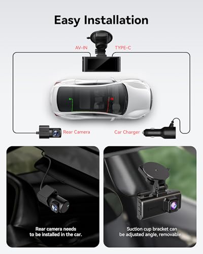 REDTIGER 4K Dash Cam Front and Rear, STARVIS 2 Sensor, Touch Screen 3.18", 128GB Card Included, Voice Control, 5.8GHz WiFi Car Dash Camera, GPS
