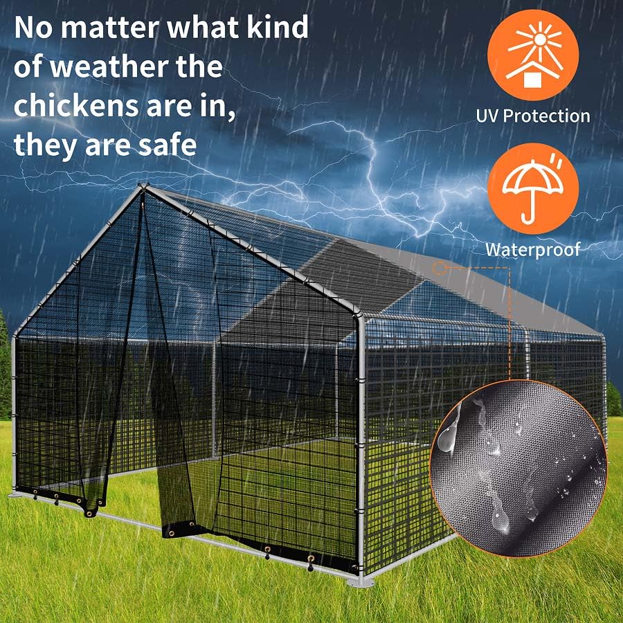 Large Chicken Coop Kit - Waterproof Enclosure with Extension Run for Yard/Outdoor Family Use by Pet Lovers Houses Chickens/Ducks 13.12x9.8x6.6 Ft