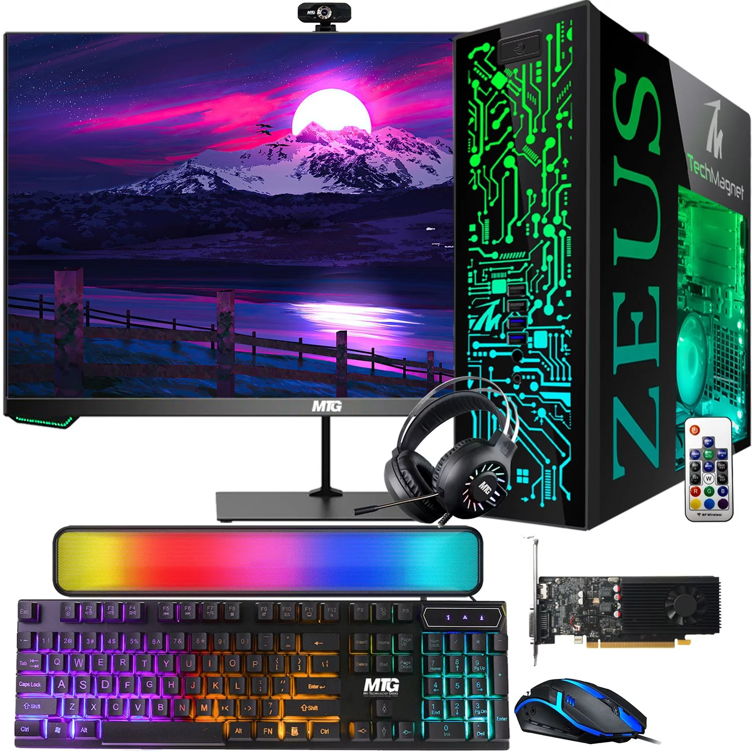 Restored Gaming Desktop PC, Intel i7 6th Gen, TechMagnet Zeus Pro 6, GT 1030, 32GB RAM ARGB, 1TB SSD + 4TB HDD, 27 Inch 165hz Gaming Monitor