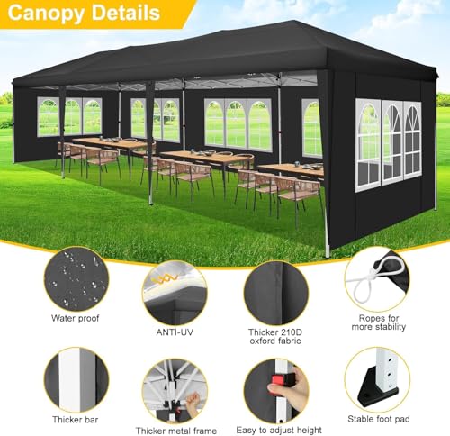 COBIZI Canopy 10x20 Pop Up Canopy Tent with 6 Sidewalls Party Tents for Parties Weddings Backyard Waterproof Canopy Outdoor Commercial Canopy Event