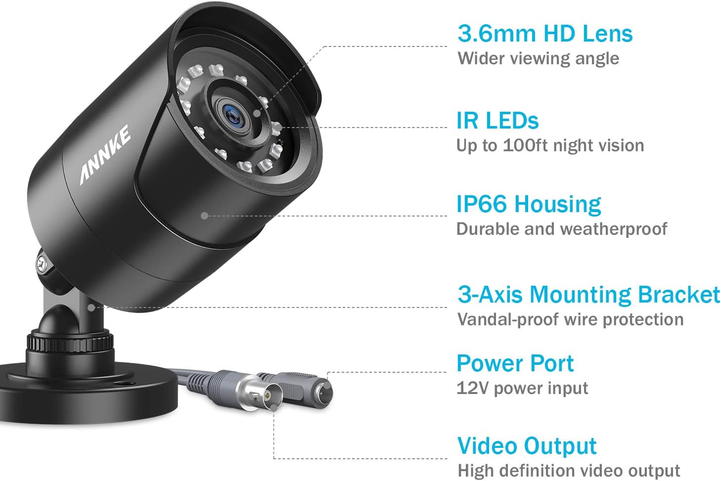 ANNKE 4 Pack 1080P HD TVI Home Security Camera Outdoor Indoor, 1920TVL, IP66 Waterproof, Night/Day Vision, Surveillance CCTV Bullet Camera