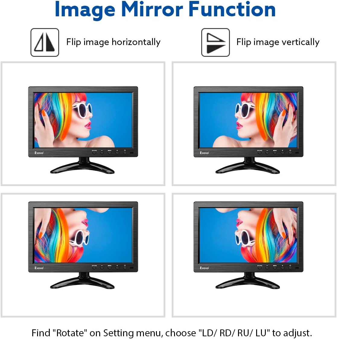 Eyoyo 10 Inch Monitor 1024x600 Small Display HD TFT LCD Display Screen Support AV VGA BNC HDMI Video Input for CCTV DVD PC DVR with Speakers and