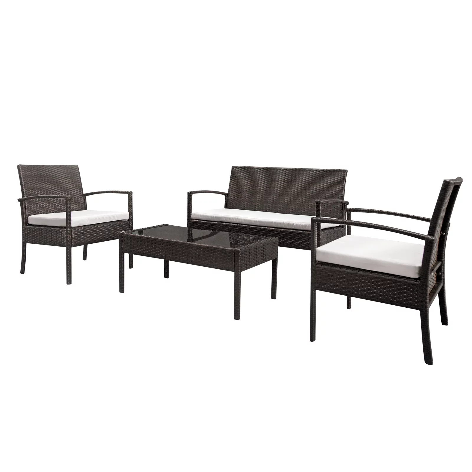 UBesGoo 4-Piece Outdoor Patio Conversation Set, PE Wicker with Cushions, Rattan Furniture Set w/ Coffee Table