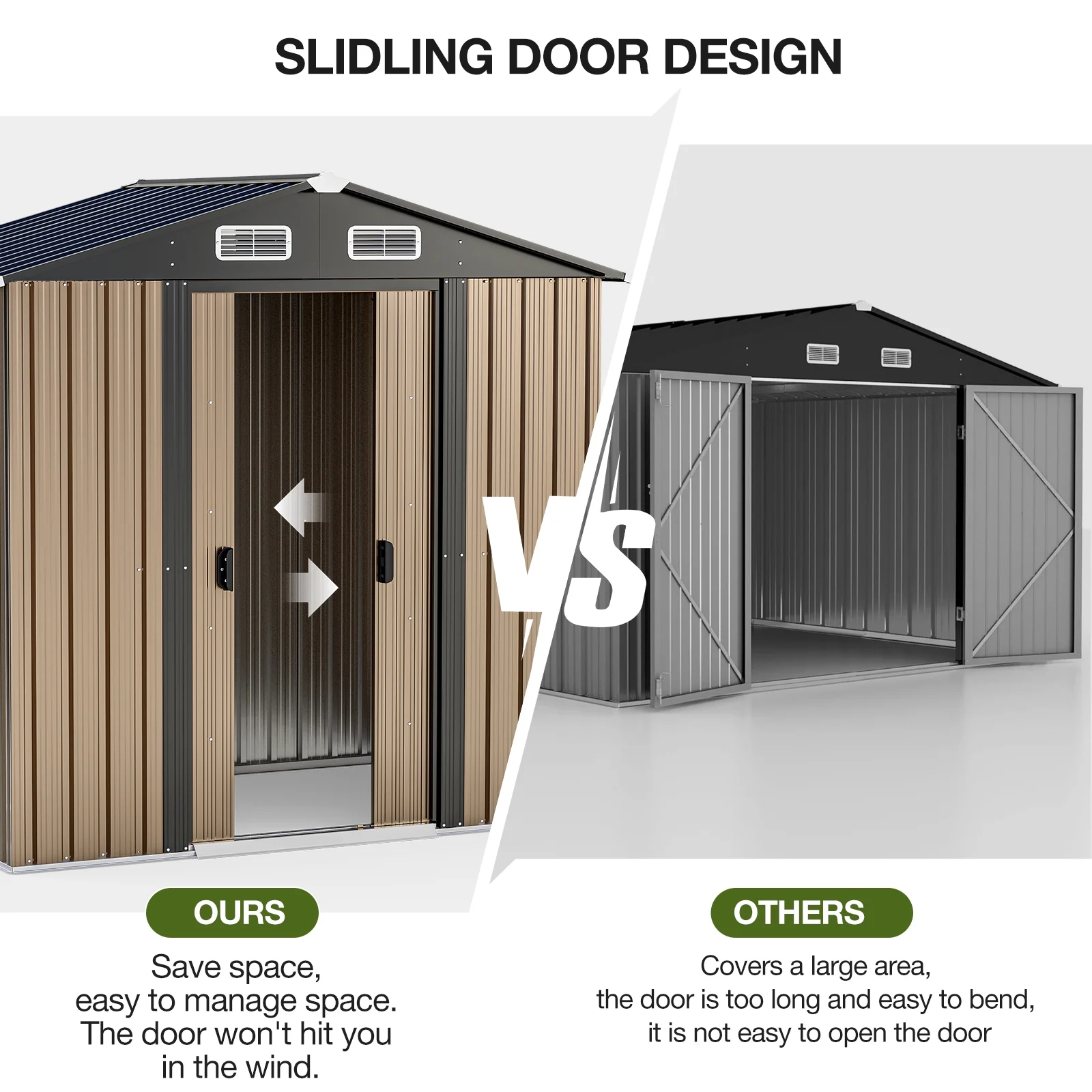 6 x 4 FT Outdoor Storage Shed, Metal Shed with Vents & Sliding Door for Gardening Tools Waterproof Thickened Galvanized Metal Storage Shed for Garden