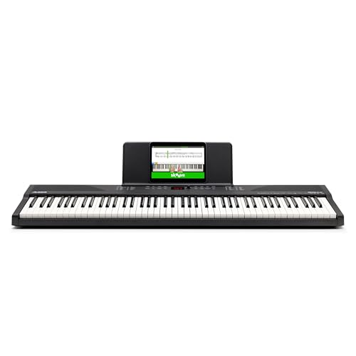 Alesis 88 Key Keyboard Piano with 480 Sounds, Speakers, USB MIDI, Carry-Bag, Stand, Headphones, Pedal and Piano Lessons for Beginners