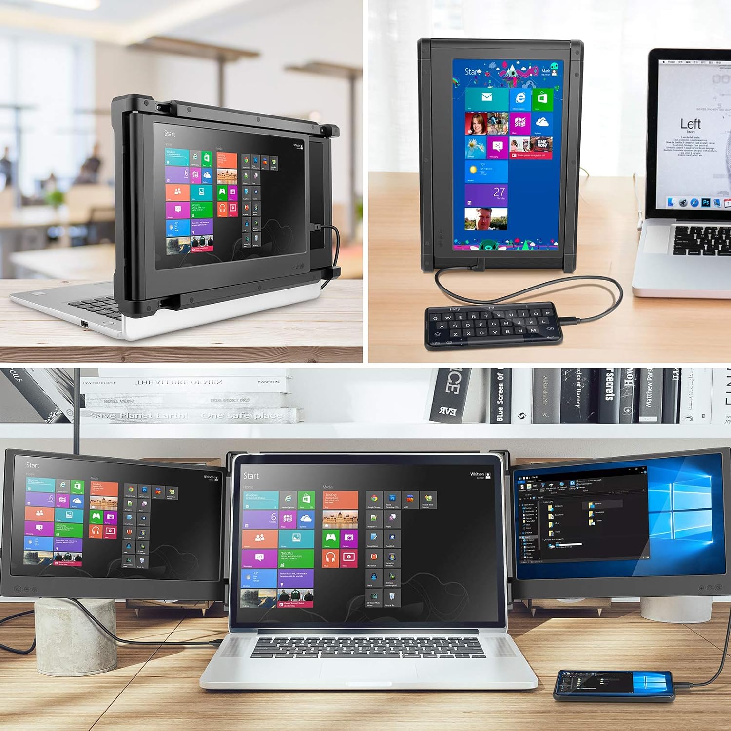 Triple Portable Monitor for Laptop, Dual Screens with Kickstand，Compatible with 13-16 Mac and PC, FHD 1080P IPS 11.6