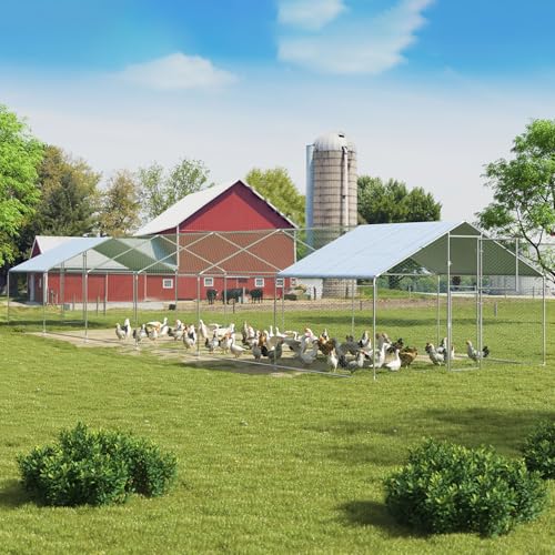 Polar Aurora Metal Chicken Coop, Large Outdoor Chicken Pen, Walk-in Chicken Run for 6-20 Chickens