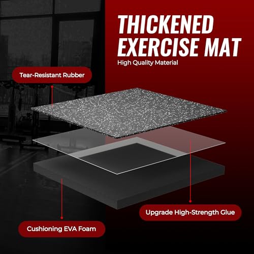 SUPERJARE 0.56'' Thick 24 Pcs 96 Sq Ft Rubber Top Exercise Equipment Mats, High Density EVA Foam Mats with Rubber Top