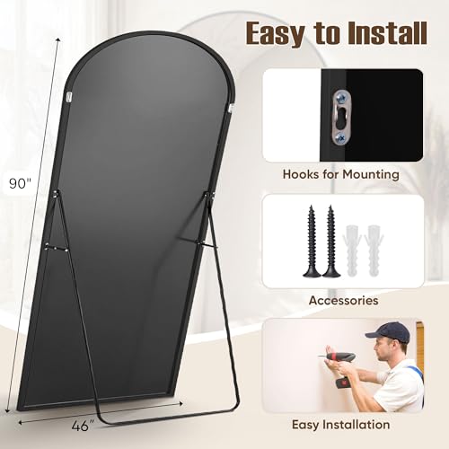 Floor Mirror, 78"x38" Oversized Full Length Mirror with Stand,Arched Full Body Mirror Standing Hanging Leaning Against Wall