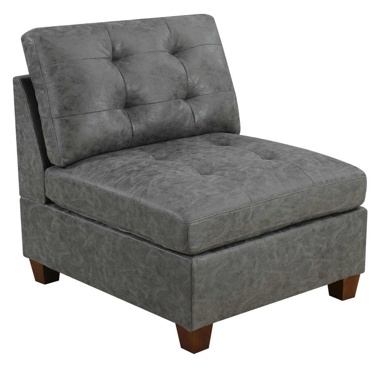 CoSoTower Living Room Furniture Antique Grey Modular Sofa Set 6Pc Set Breathable Leatherette Tufted Couch 4X Corner Wedge 1X Armless Chair and 1X