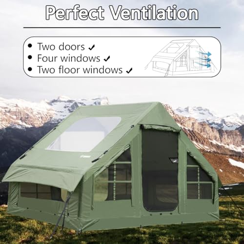 Inflatable Tent for Camping with Hand Pump Blow Up Tent Glamping 4 Season Air Tents