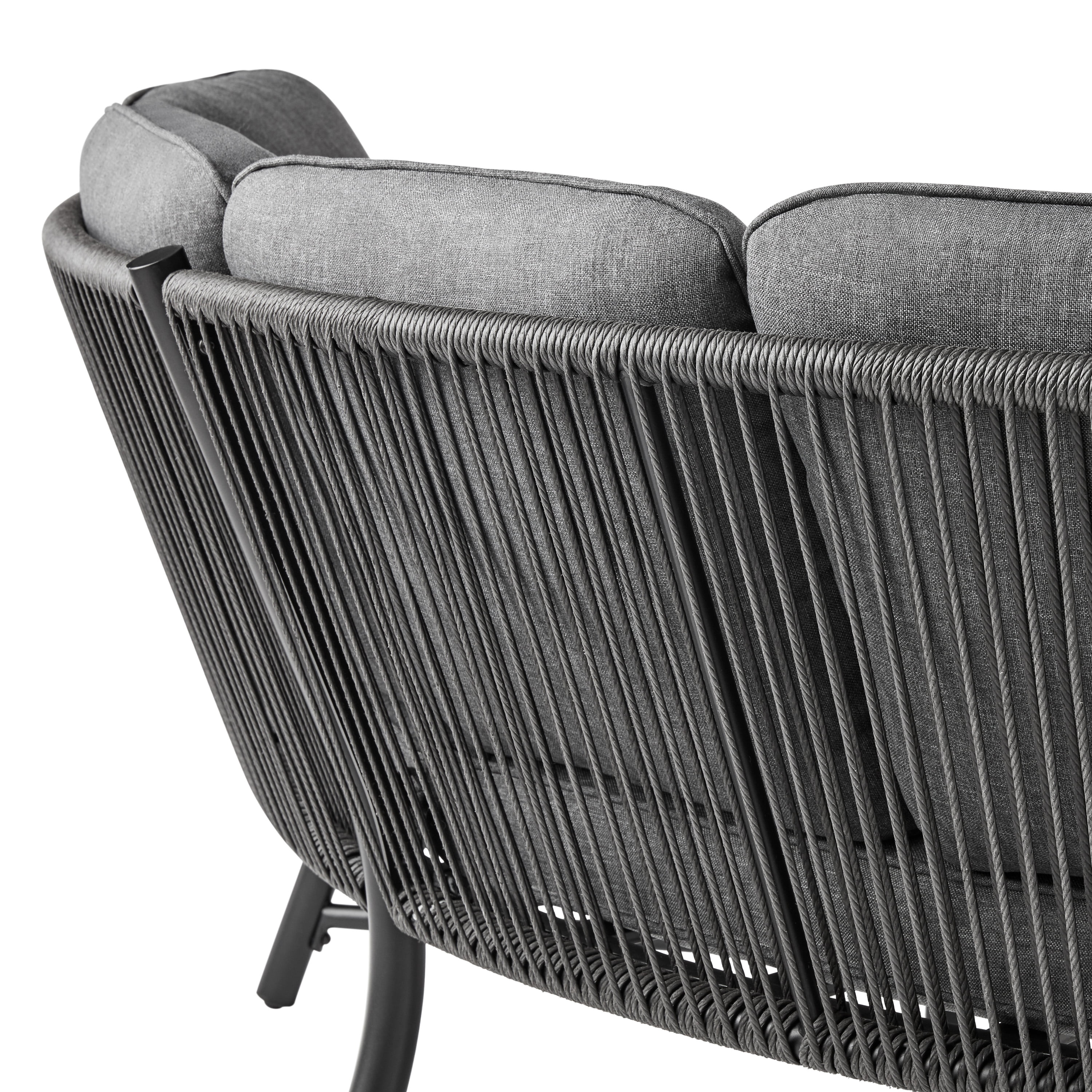 Mainstays Lawson Ridge 3-Piece Steel Curved Outdoor Sectional Set with Cushions, Gray