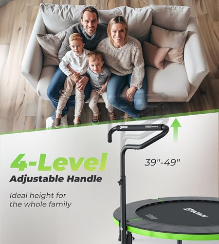 BCAN 40"/48" Foldable Mini Trampoline, Rebounder Trampoline for Adults, U/T Shape Adjustable Foam Handle