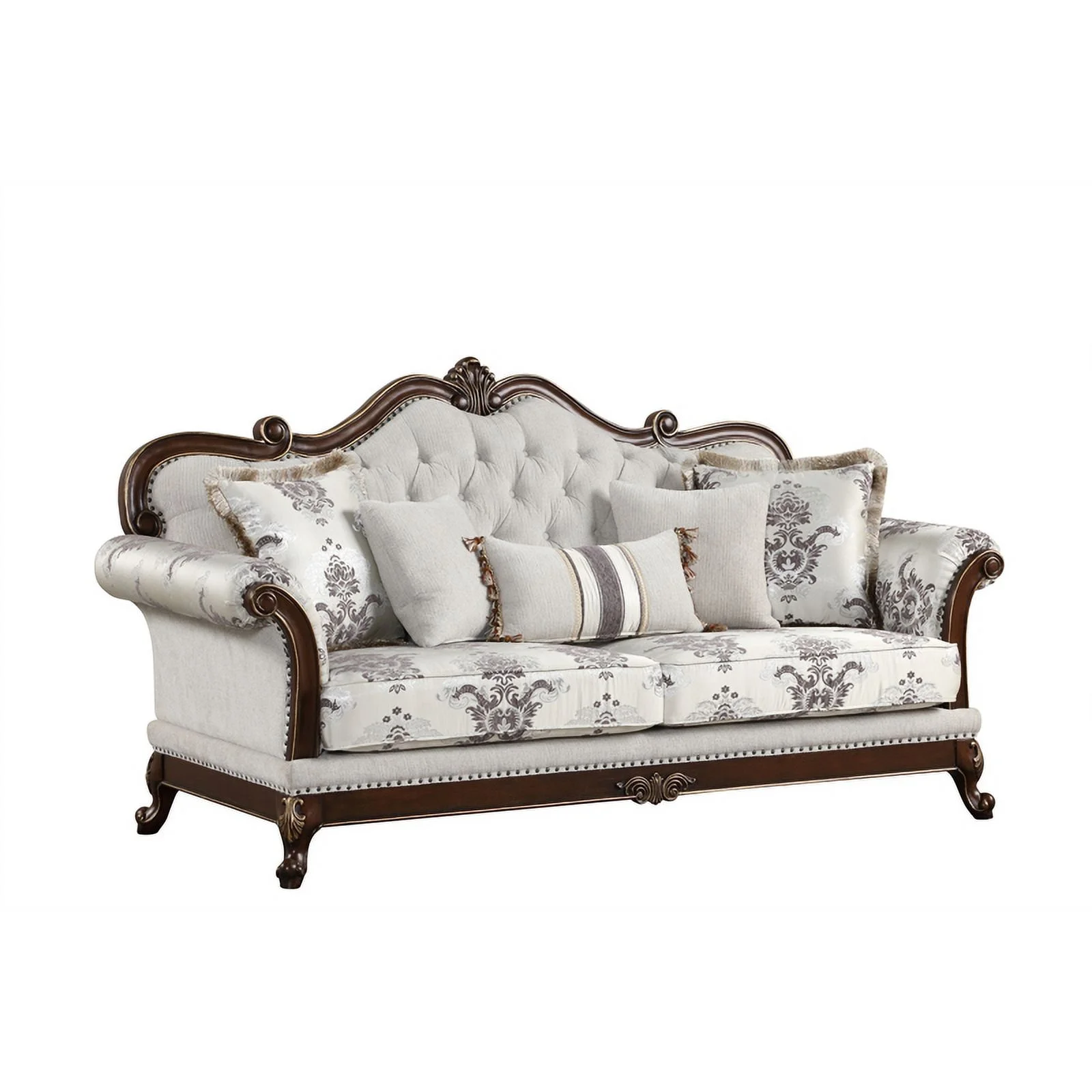 Gloria Traditional Style 2PC button tufted Living Room Set in White