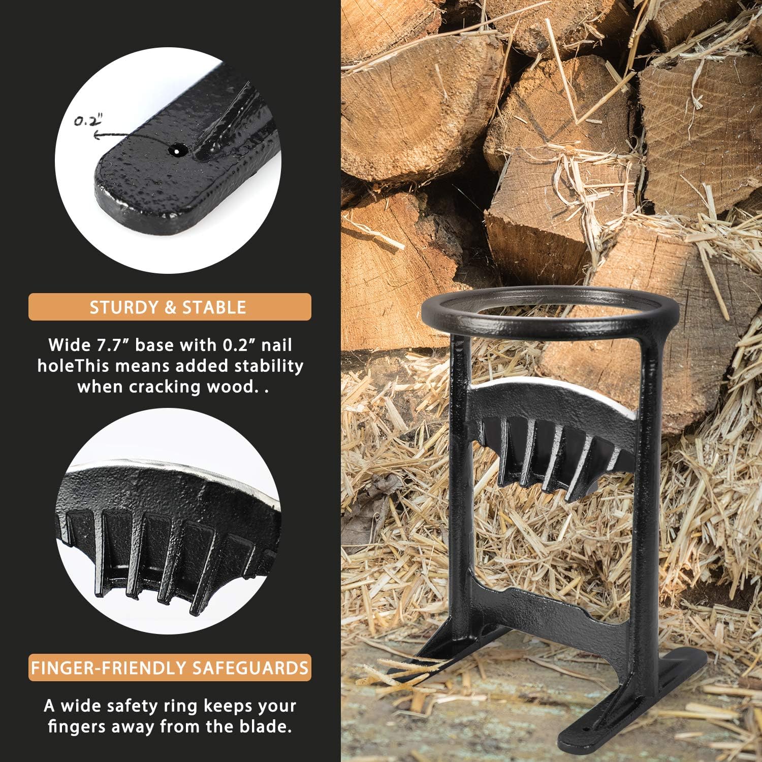 ORIENTOOLS Kindling Splitter, Hand Cast Steel Firewood Cutter, No More Axes, Chop The Log Quickly for Home, Campsite and More Pack of 2