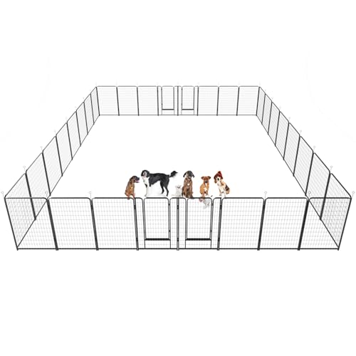 Dog Playpen Outdoor Extra Wide 12 Panels Heavy Duty Anti-Rust Coating-Strengthened Dog Fence 40" Height with Doors Portable for RV Camping Yard