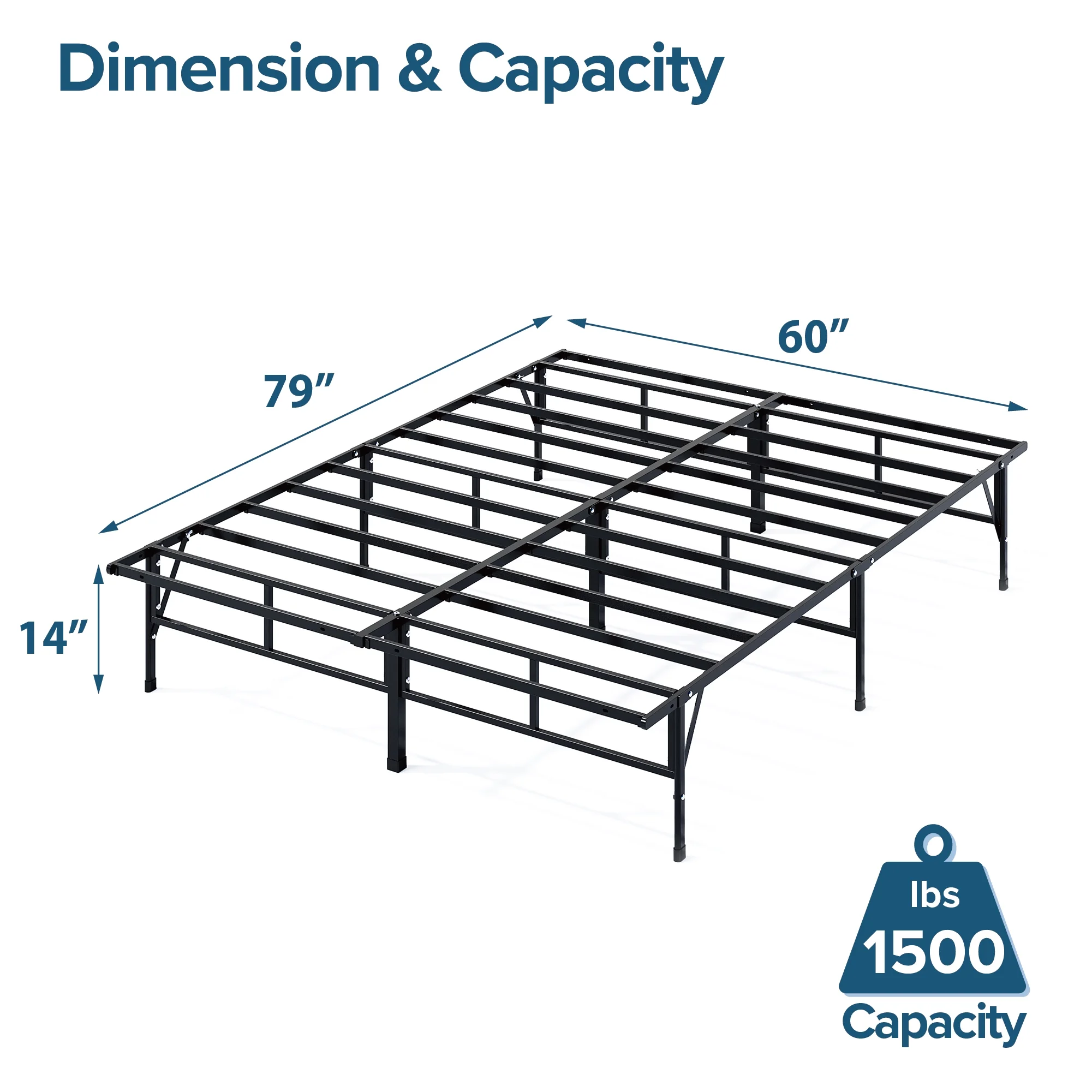 Zinus 14" Metal SmartBase Compack® Mattress Foundation, Bed Frame, Queen