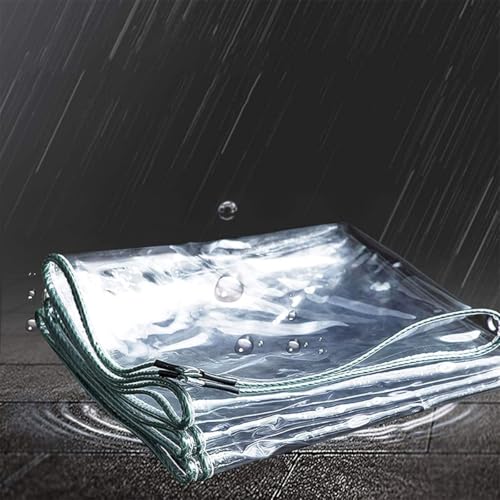 Clear Waterproof Tarpaulin with Grommets, Weatherproof Partition Curtains,0.35mm Foldable Protective Tarpaulin for Greenhouse Garden Pergola Patio